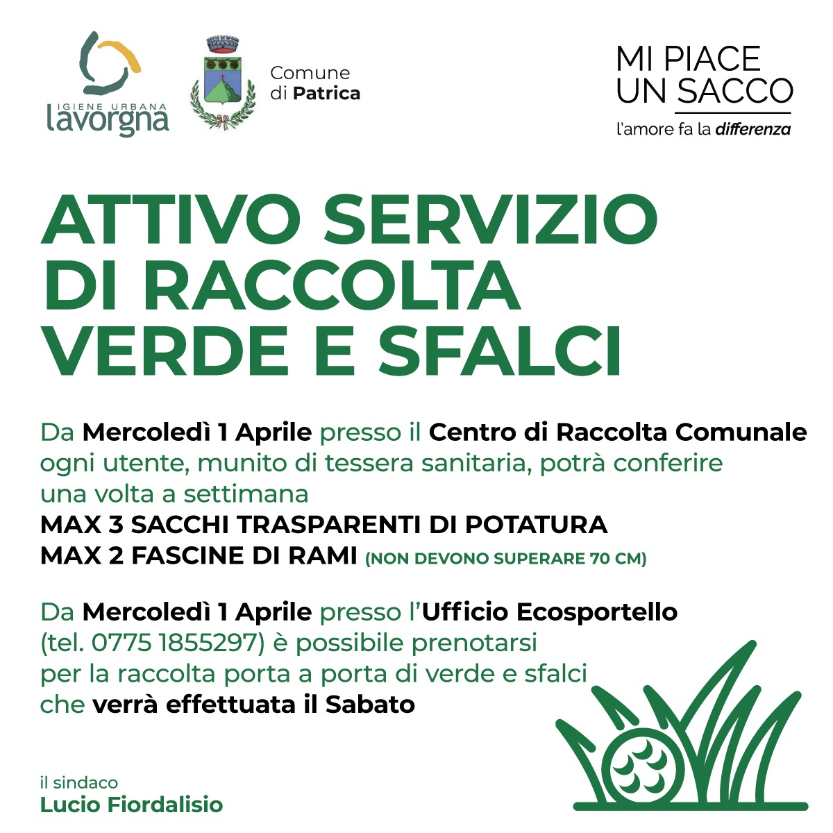 Attivo servizio di raccolta verde e sfalci